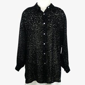 Liz Claiborne Black Velvet Floral Overshirt